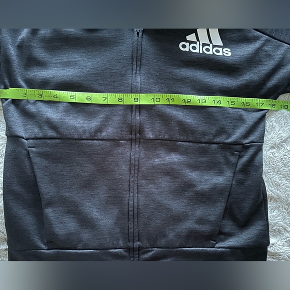 Adidas Black Hoodie Size Medium Kangaroo Pockets Front Zipper - Picture 5 of 6